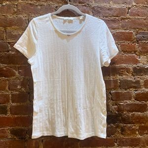 DOEN Short-sleeve Knit Pointelle Tshirt with Rosette Size XXL 100% Cotton